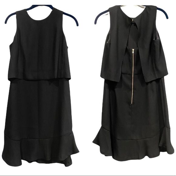 J. Crew Black Cocktail Layered Ruffle Open back dress size 2 - Picture 1 of 13